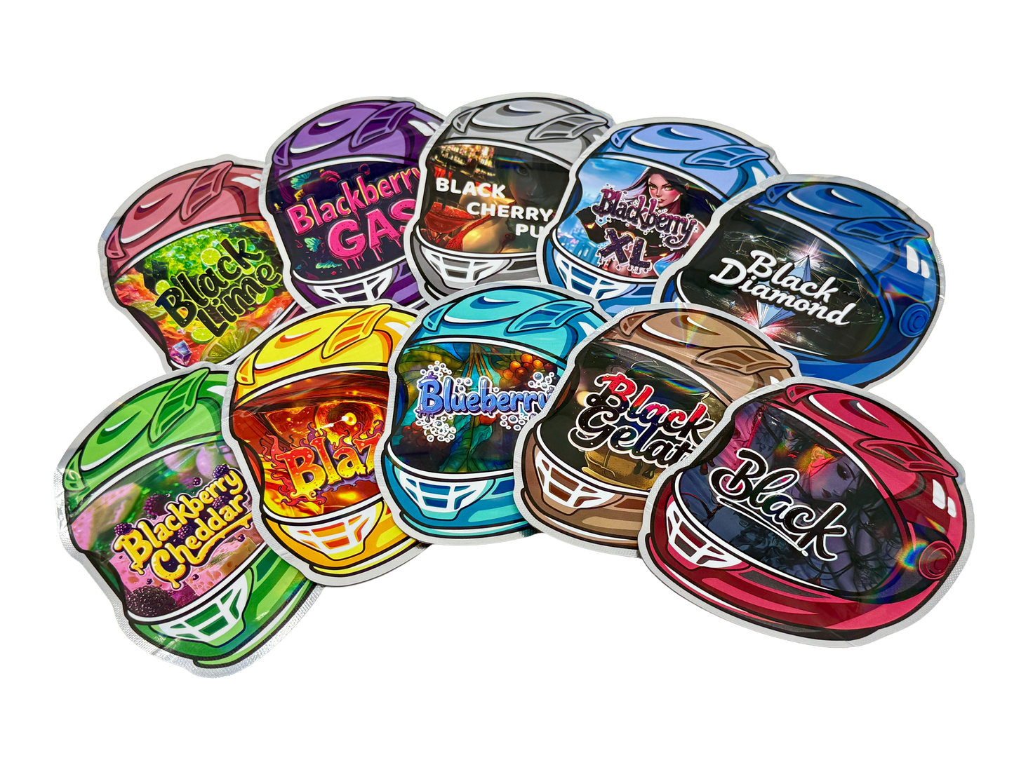50 Pack - 3.5g Mylar Bags Mix Designs (HELMET)