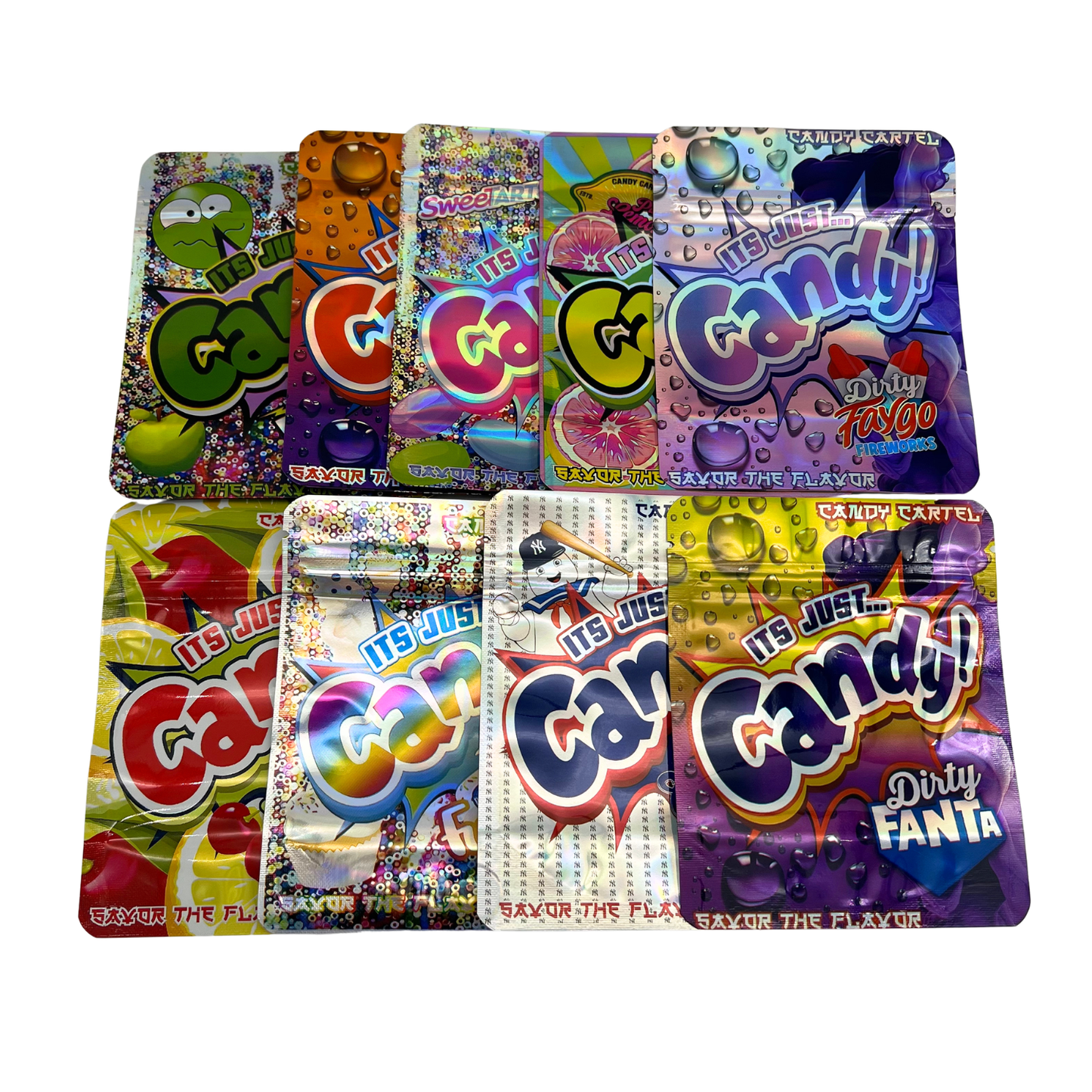 50 Pack - 3.5g Mylar Bags Mix Designs (IT’S JUST CANDY)