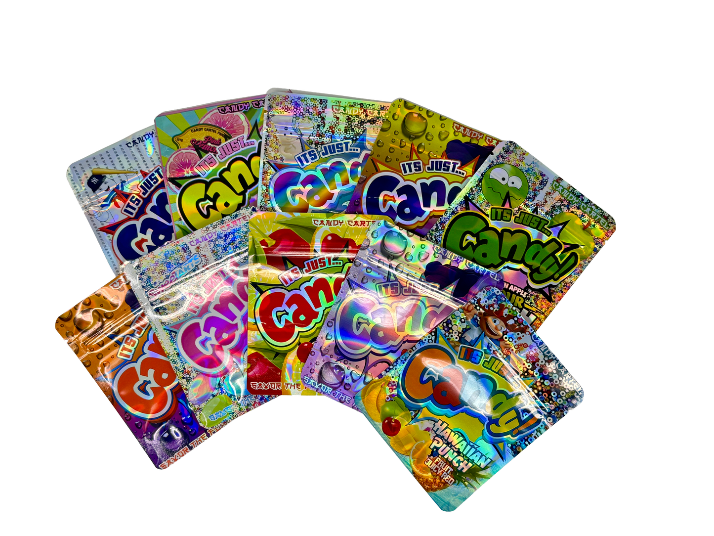 50 Pack - 3.5g Mylar Bags Mix Designs (IT’S JUST CANDY)