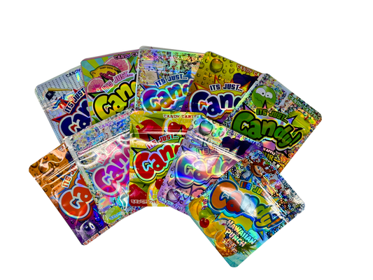 50 Pack - 3.5g Mylar Bags Mix Designs (IT’S JUST CANDY)