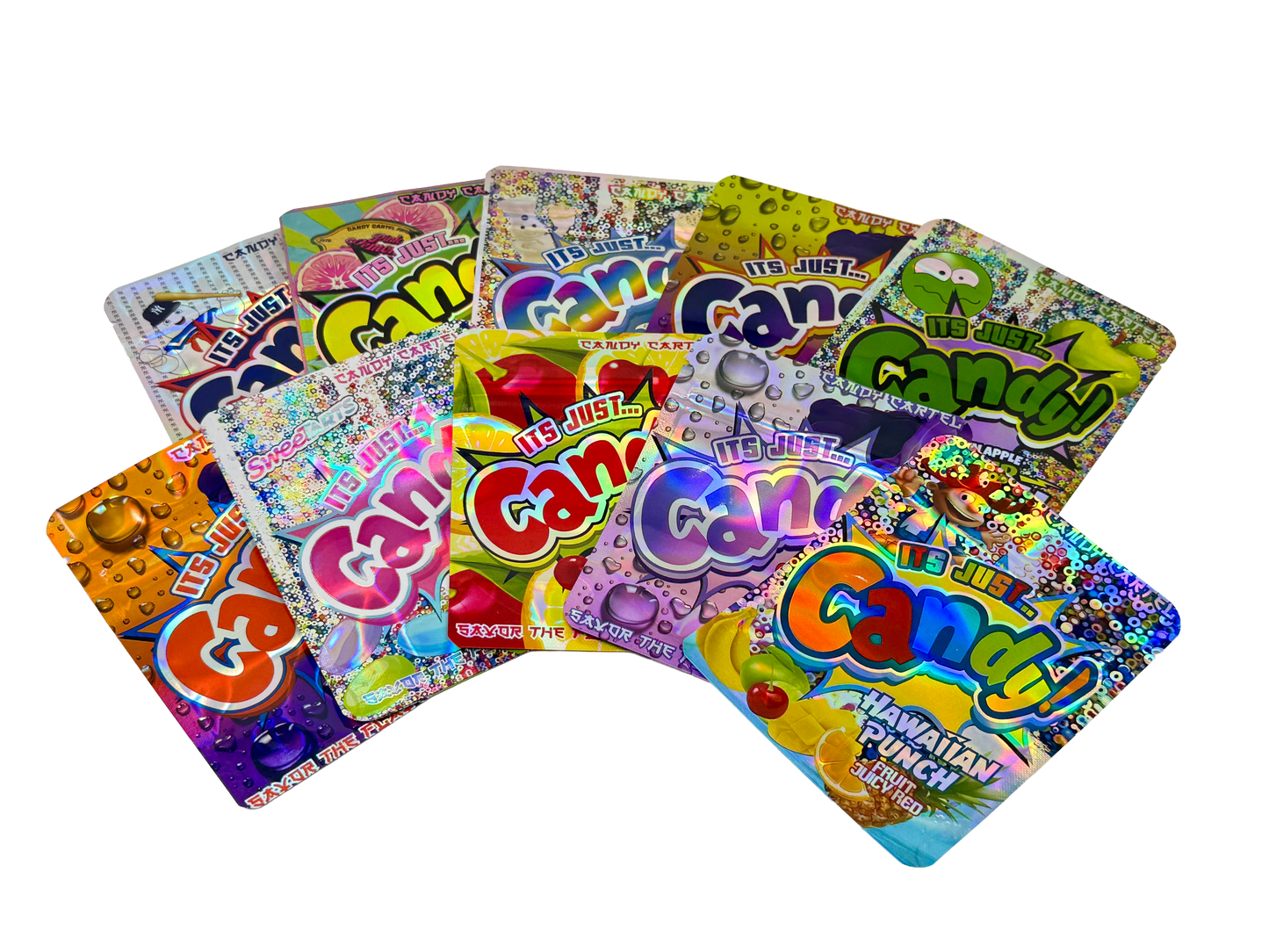 50 Pack - 3.5g Mylar Bags Mix Designs (IT’S JUST CANDY)