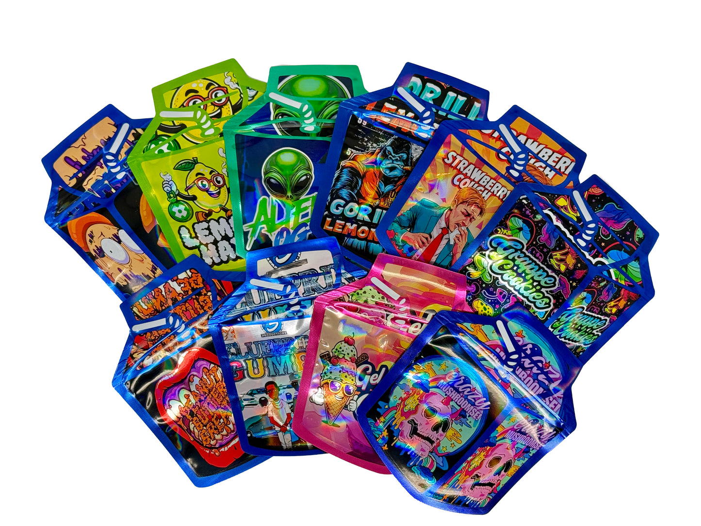 50 Pack - 3.5g Mylar Bags Mix Designs (JUICE BOX 1)