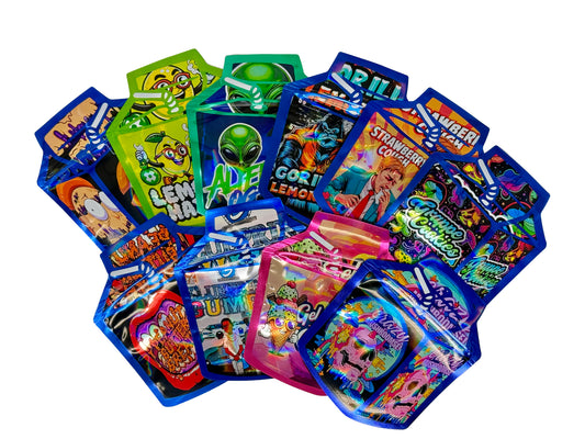 50 Pack - 3.5g Mylar Bags Mix Designs (JUICE BOX 1)