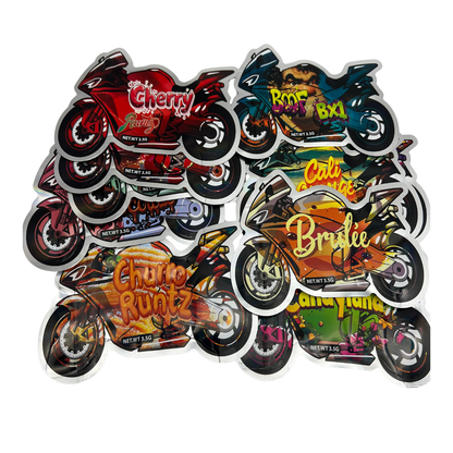 50 Pack - 3.5g Mylar Bags Mix Designs (MOTORBIKES)