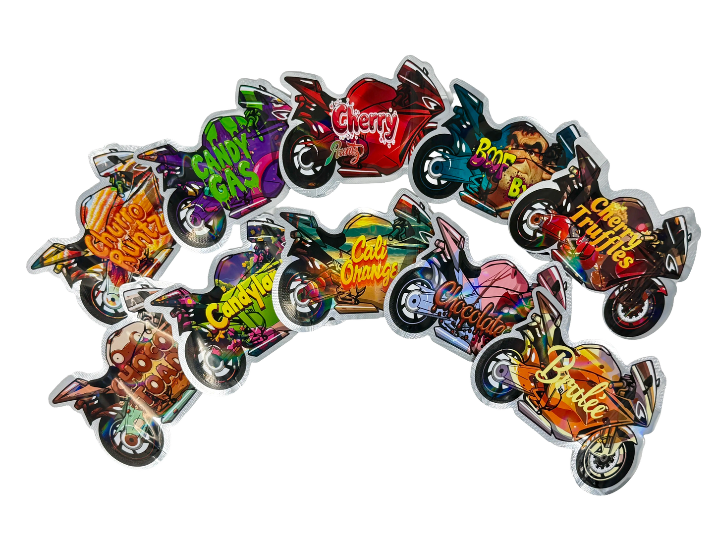 50 Pack - 3.5g Mylar Bags Mix Designs (MOTORBIKES)
