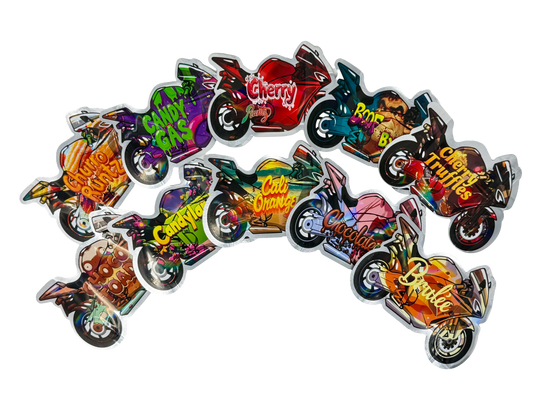 50 Pack - 3.5g Mylar Bags Mix Designs (MOTORBIKES)