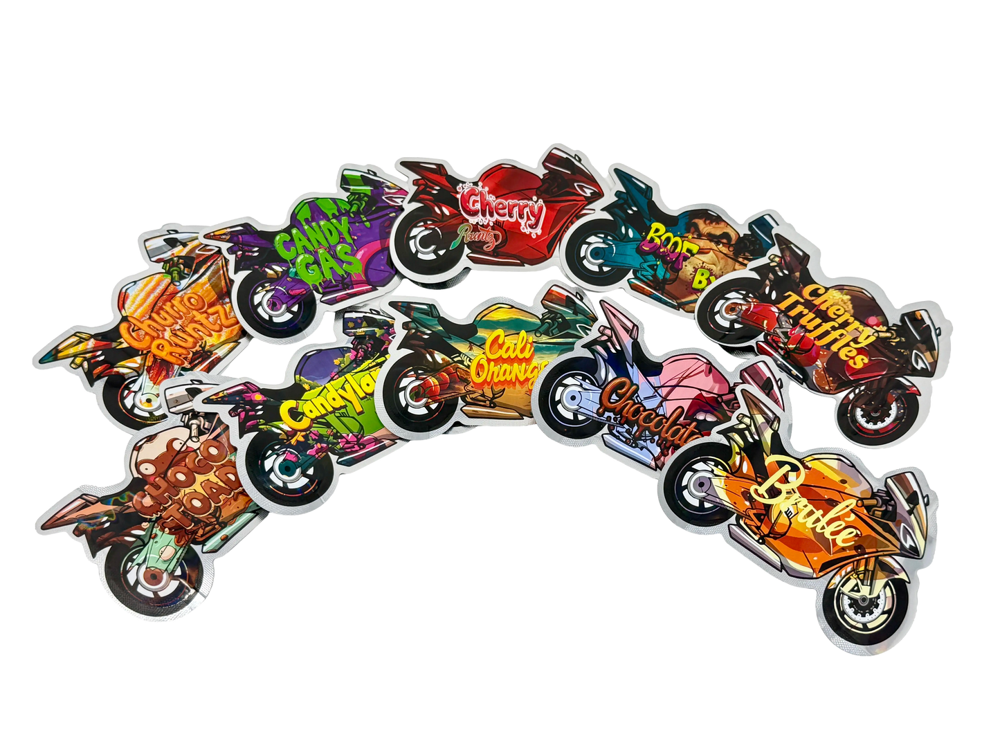 50 Pack - 3.5g Mylar Bags Mix Designs (MOTORBIKES)
