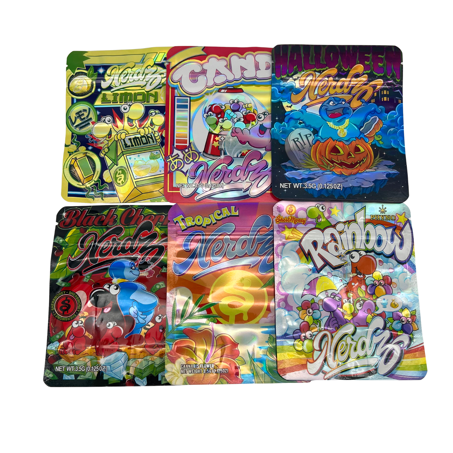 50 Pack - 3.5g Mylar Bags Mix Designs (NERDZ)