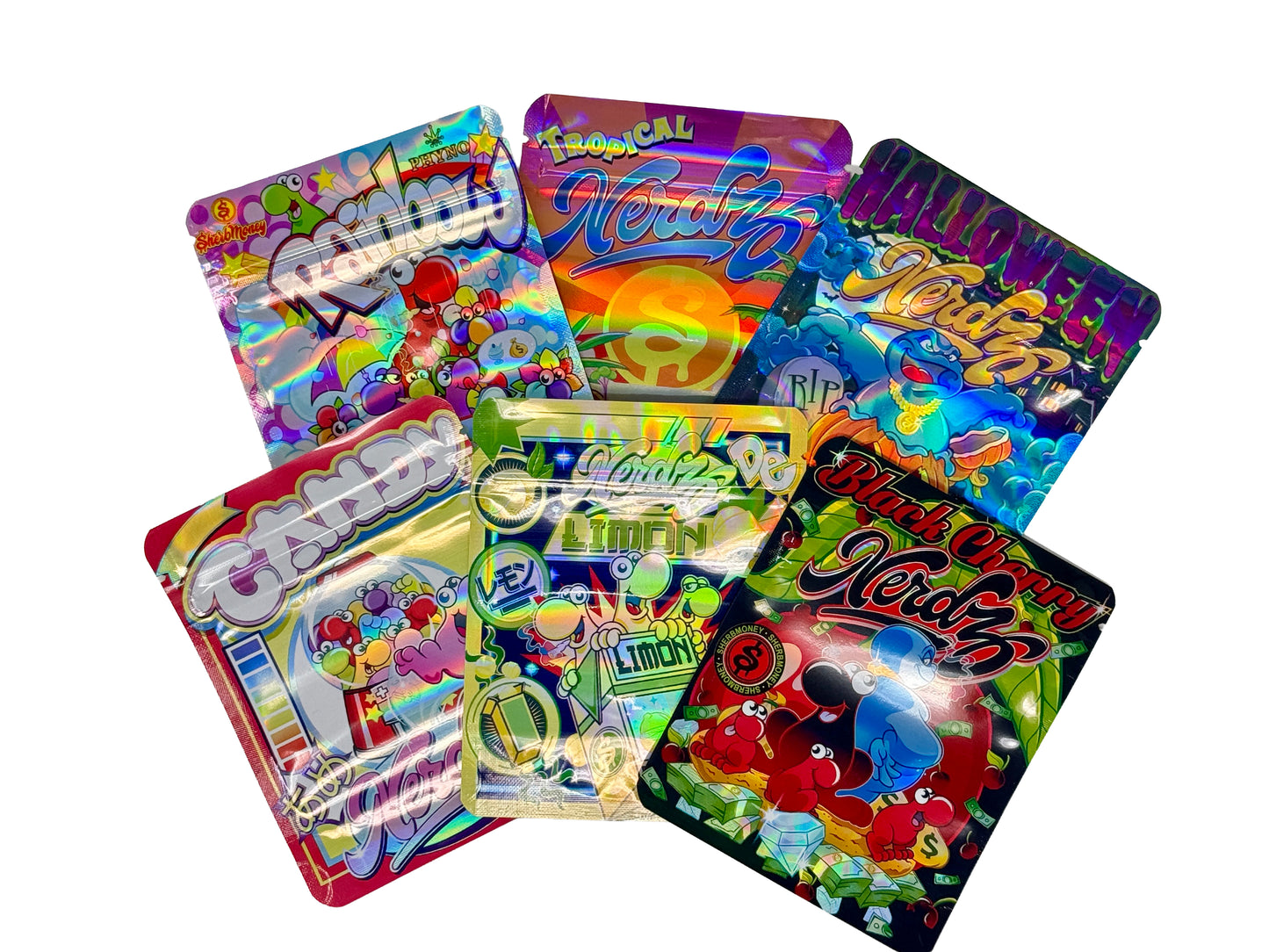 50 Pack - 3.5g Mylar Bags Mix Designs (NERDZ)