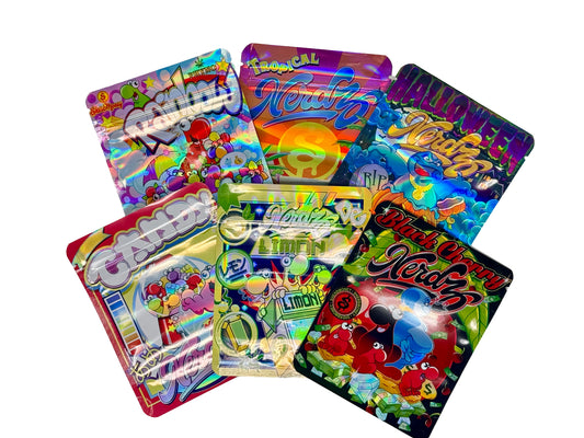 50 Pack - 3.5g Mylar Bags Mix Designs (NERDZ)