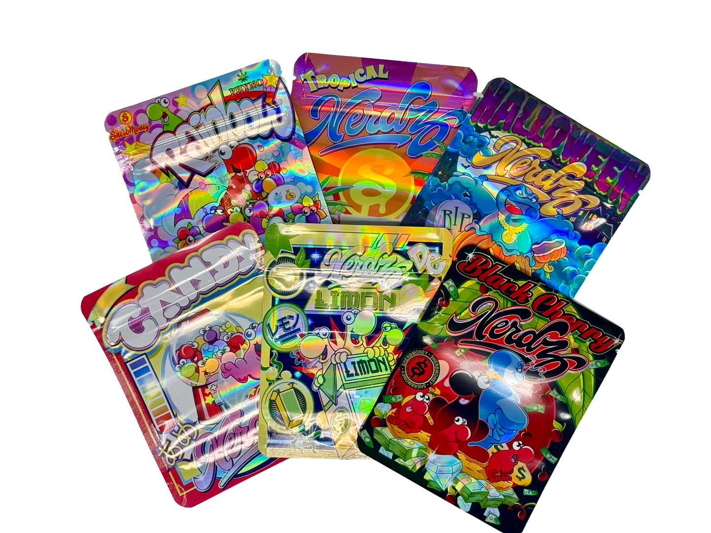 50 Pack - 3.5g Mylar Bags Mix Designs (NERDZ)