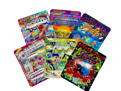 50 Pack - 3.5g Mylar Bags Mix Designs (NERDZ)