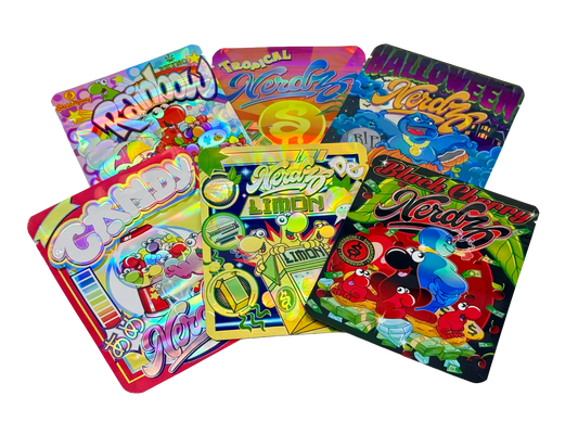 50 Pack - 3.5g Mylar Bags Mix Designs (NERDZ)