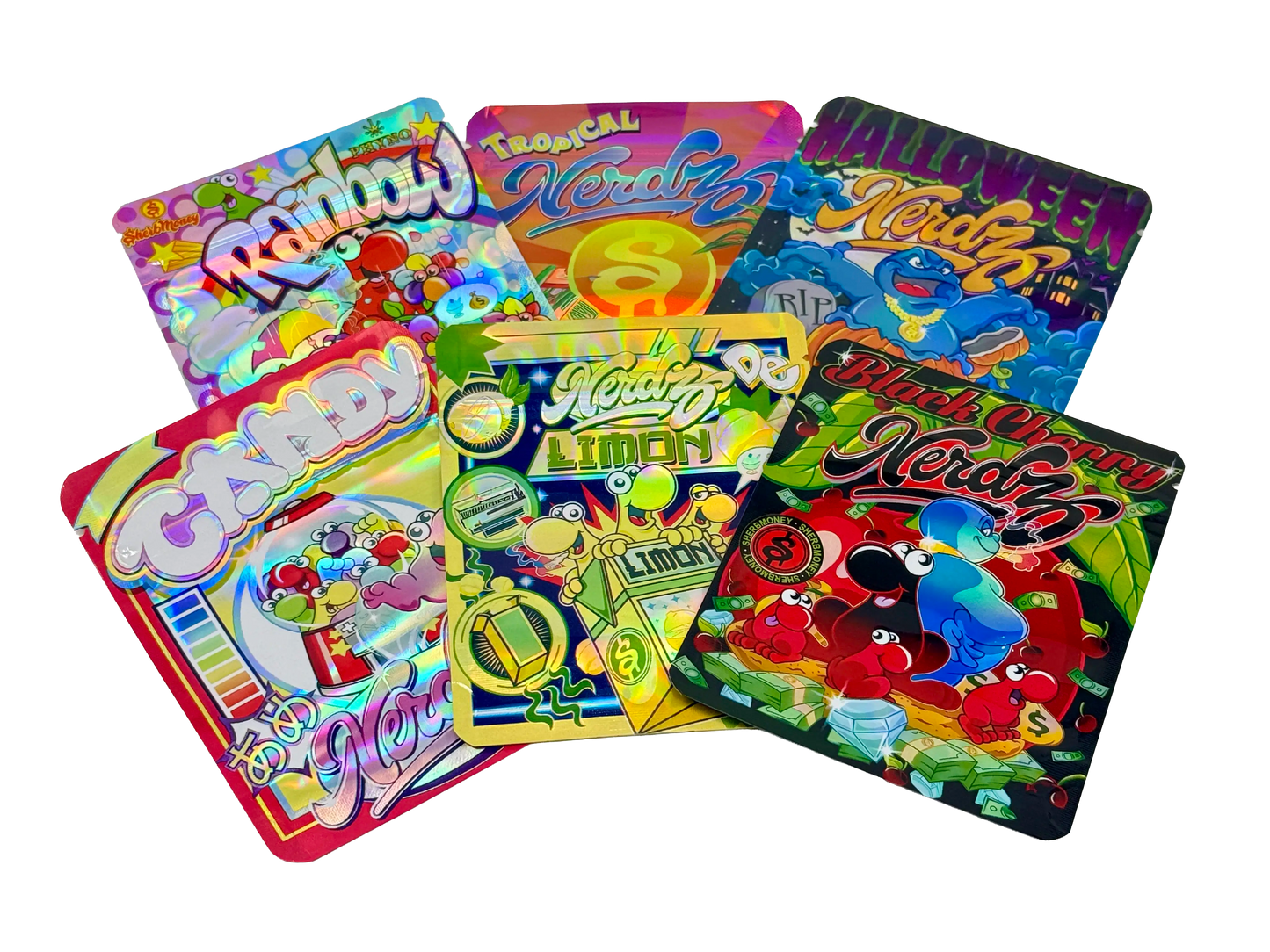 50 Pack - 3.5g Mylar Bags Mix Designs (NERDZ)