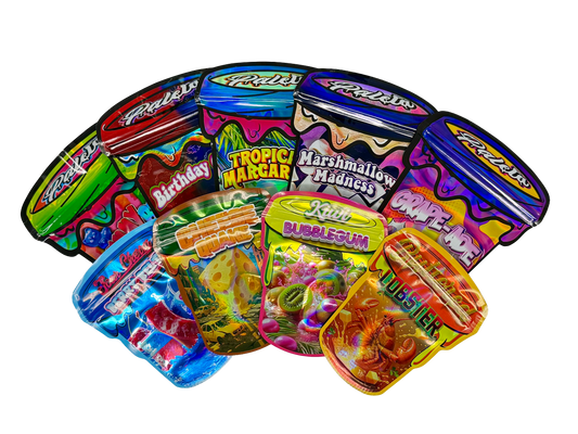 50 Pack - 3.5g Mylar Bags Mix Designs (PALETA)