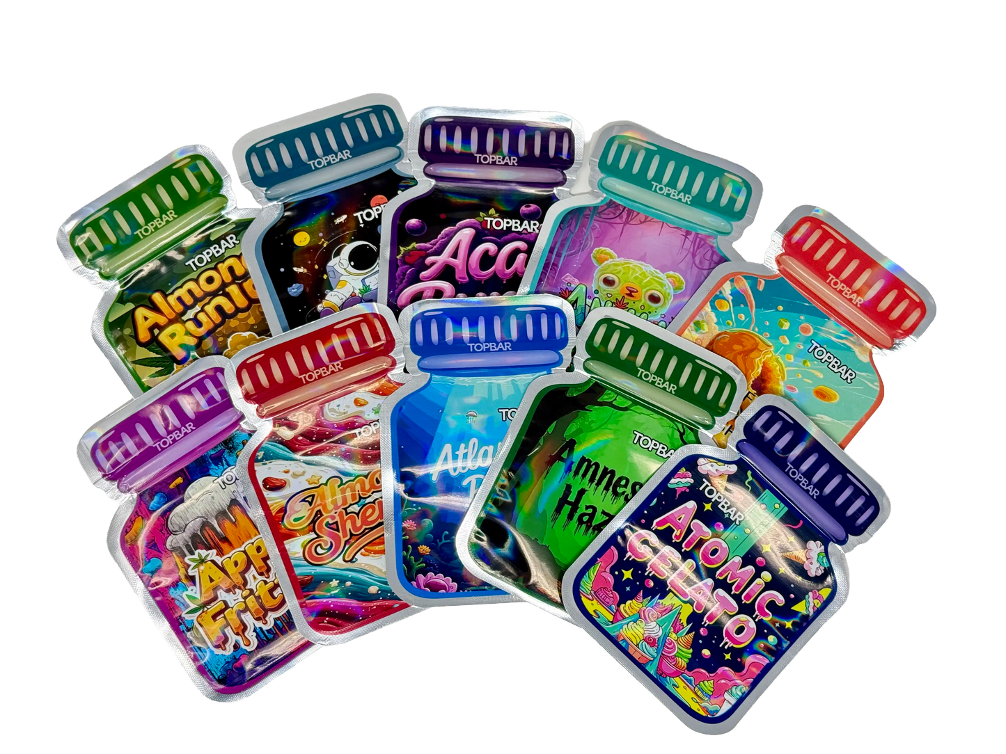 50 Pack - 3.5g Mylar Bags Mix Designs (PHARMA BOTTLE)