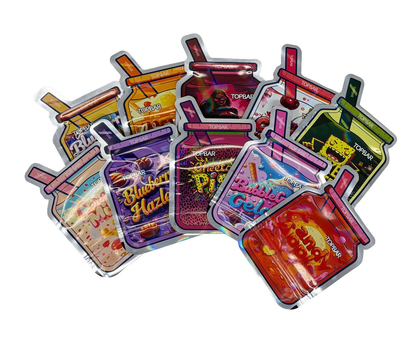 50 Pack - 3.5g Mylar Bags Mix Designs (STRAW JAR)