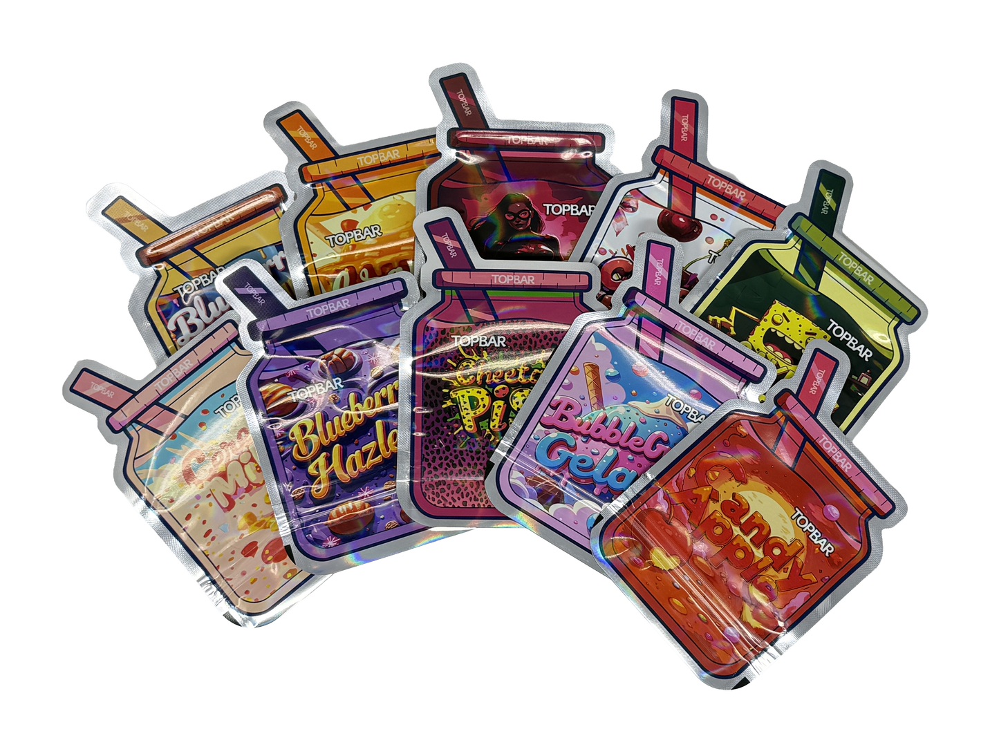 50 Pack - 3.5g Mylar Bags Mix Designs (STRAW JAR)