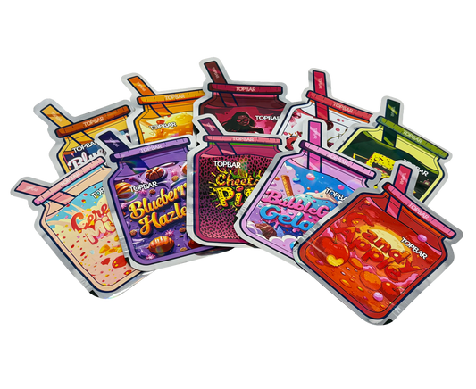 50 Pack - 3.5g Mylar Bags Mix Designs (STRAW JAR)