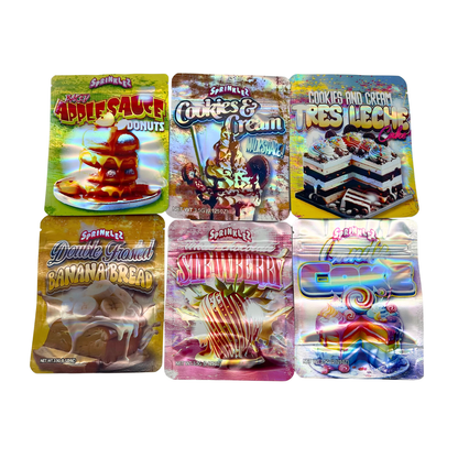 50 Pack - 3.5g Mylar Bags Mix Designs (SPRINKLEZ)