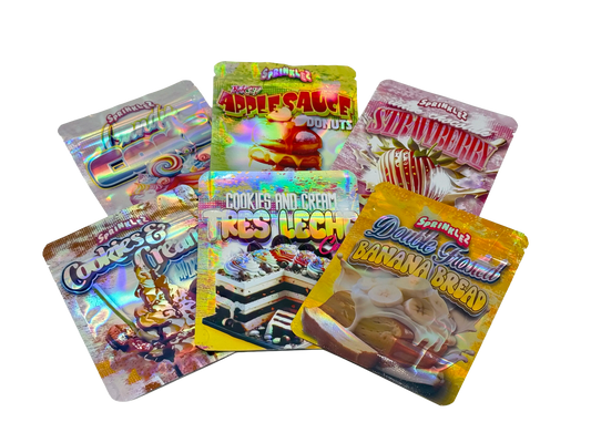 50 Pack - 3.5g Mylar Bags Mix Designs (SPRINKLEZ)