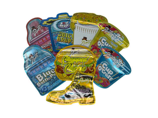50 Pack - 3.5g Mylar Bags Mix Designs (SHAPED RUNTZ)