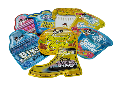 50 Pack - 3.5g Mylar Bags Mix Designs (SHAPED RUNTZ)