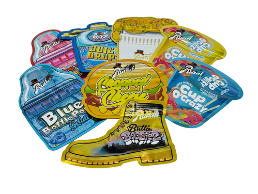 50 Pack - 3.5g Mylar Bags Mix Designs (SHAPED RUNTZ)