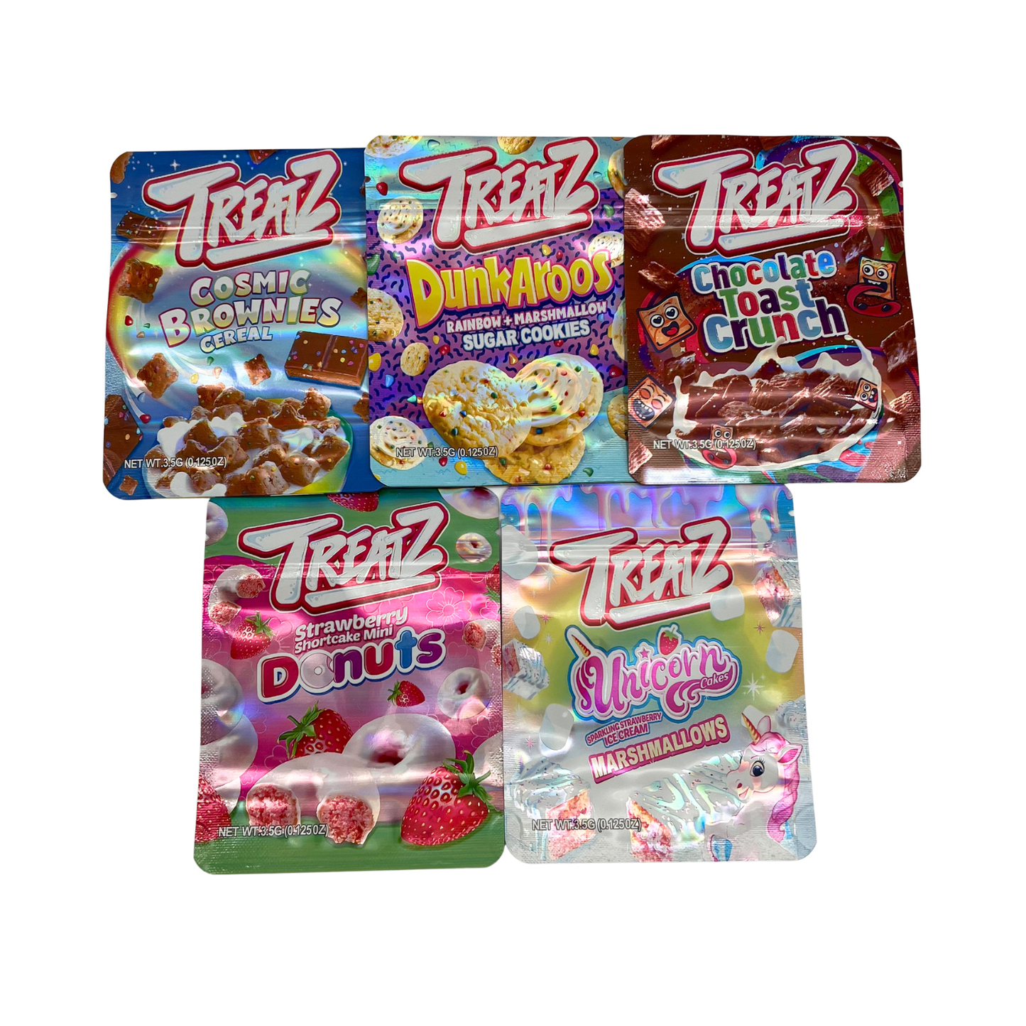 50 Pack - 3.5g Mylar Bags Mix Designs (TREATZ)