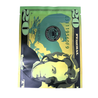 50 Pack – 3.5g Money Design Mylar Bags - Twenty Dollar Bill