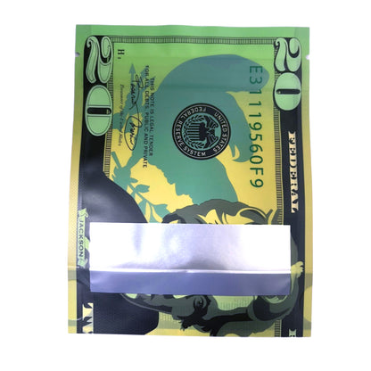 50 Pack – 3.5g Money Design Mylar Bags - Twenty Dollar Bill