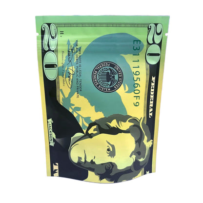 50 Pack – 3.5g Money Design Mylar Bags - Twenty Dollar Bill
