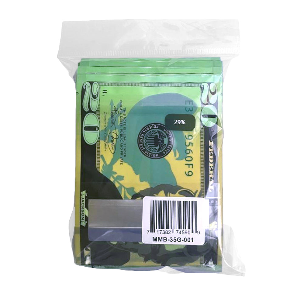50 Pack – 3.5g Money Design Mylar Bags - Twenty Dollar Bill