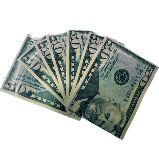 50 Pack – 3.5g Money Design Mylar Bags - Hundred Dollar Bill Back