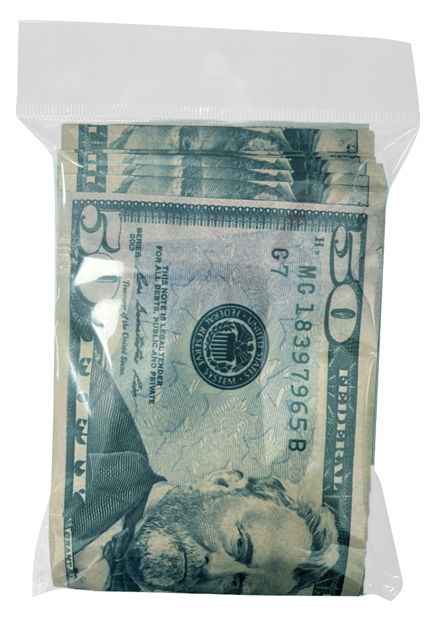 50 Pack – 3.5g Money Design Mylar Bags - Hundred Dollar Bill Back