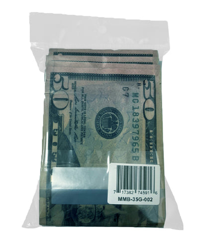 50 Pack – 3.5g Money Design Mylar Bags - Hundred Dollar Bill Back