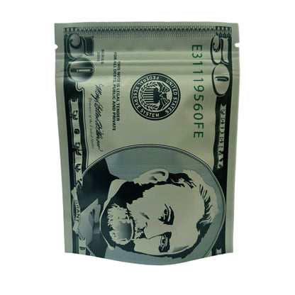 50 Pack – 3.5g Money Design Mylar Bags - Fifty Dollar Bill Vers 2