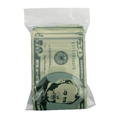 50 Pack – 3.5g Money Design Mylar Bags - Fifty Dollar Bill Vers 2