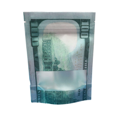 50 Pack – 3.5g Money Design Mylar Bags - Hundred Dollar Bill Back