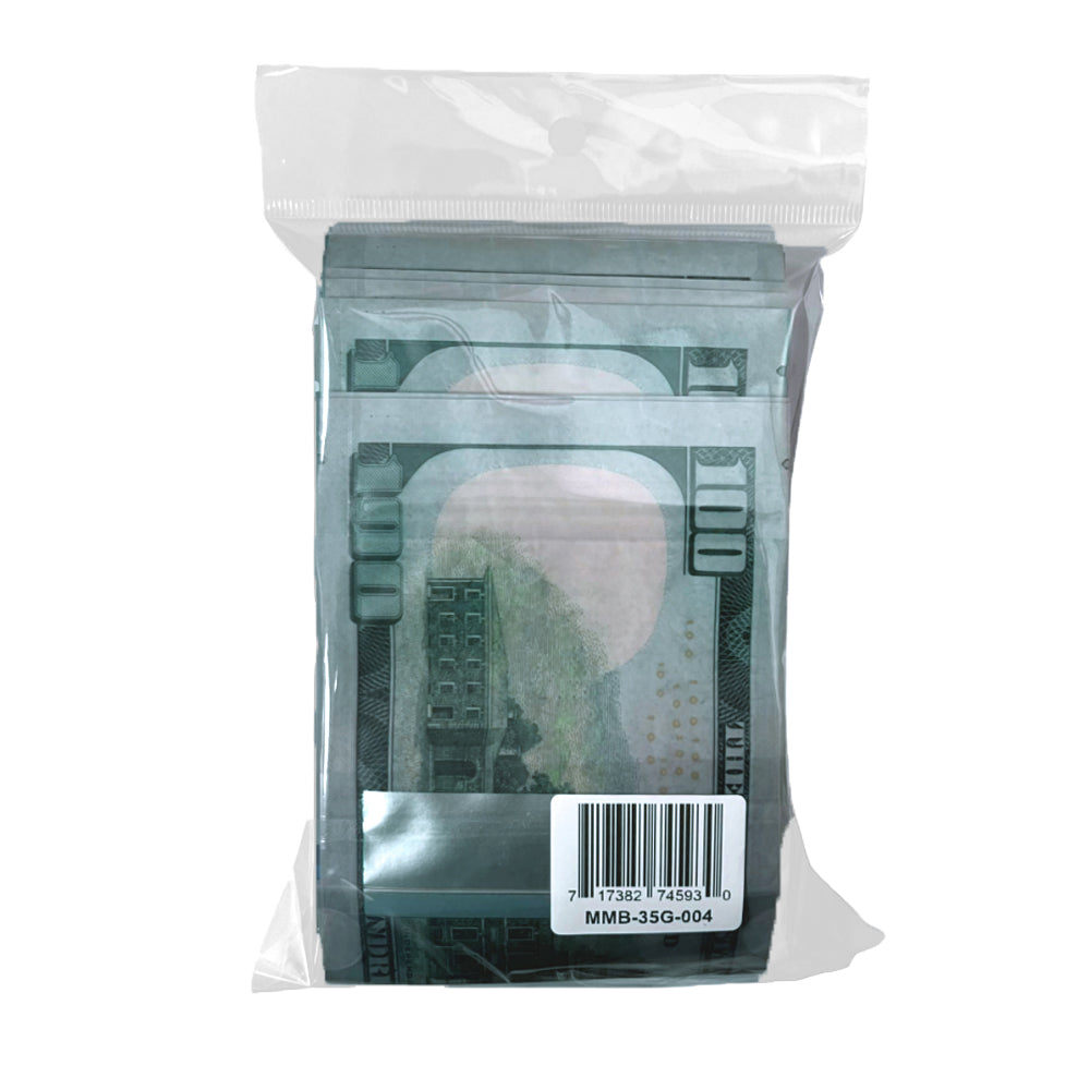 50 Pack – 3.5g Money Design Mylar Bags - Hundred Dollar Bill Back