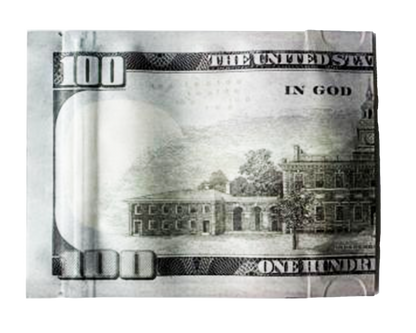 Money Mylar bag 3.5g, herb Mylar Bags, Where to buy mylar bags, Custom mylar bags near me, Mylar Bags Wholesale. Money clip with a design resembling a $100 bill on a white background