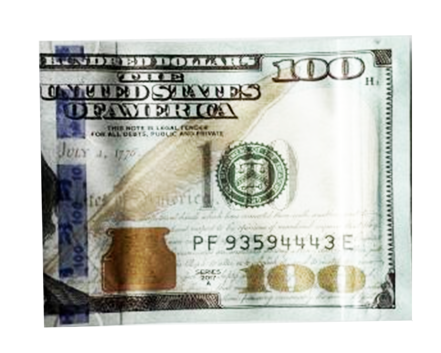 3.5g Money Shaped Mylar Bag - Hundred Dollar Bill Front (50 Count)