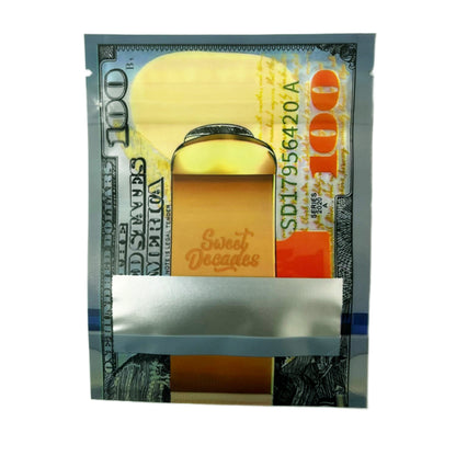 50 Pack – 3.5g Money Design Mylar Bags - Hundred Dollar Bill Clip