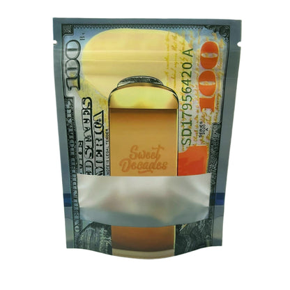 50 Pack – 3.5g Money Design Mylar Bags - Hundred Dollar Bill Clip