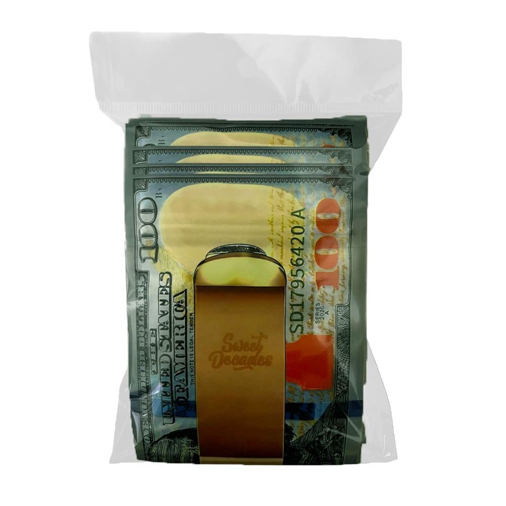 50 Pack – 3.5g Money Design Mylar Bags - Hundred Dollar Bill Clip