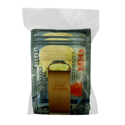 50 Pack – 3.5g Money Design Mylar Bags - Hundred Dollar Bill Clip