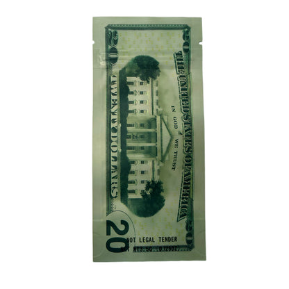 50 Pack – 3.5g Money Design Mylar Bags - Twenty Dollar Bill Who