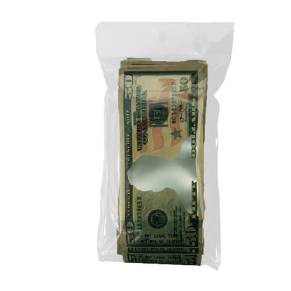 50 Pack – 3.5g Money Design Mylar Bags - Fifty Dollar Bill Who