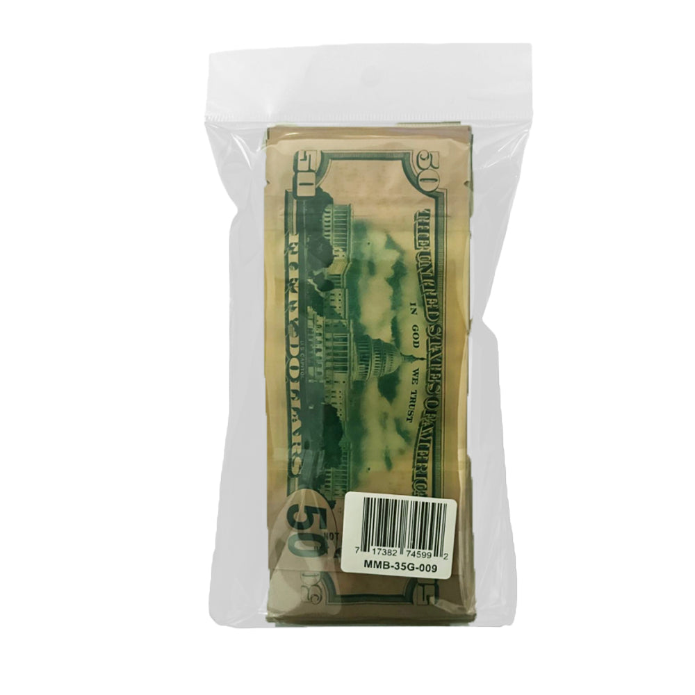 50 Pack – 3.5g Money Design Mylar Bags - Fifty Dollar Bill Who