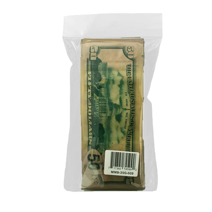 50 Pack – 3.5g Money Design Mylar Bags - Fifty Dollar Bill Who